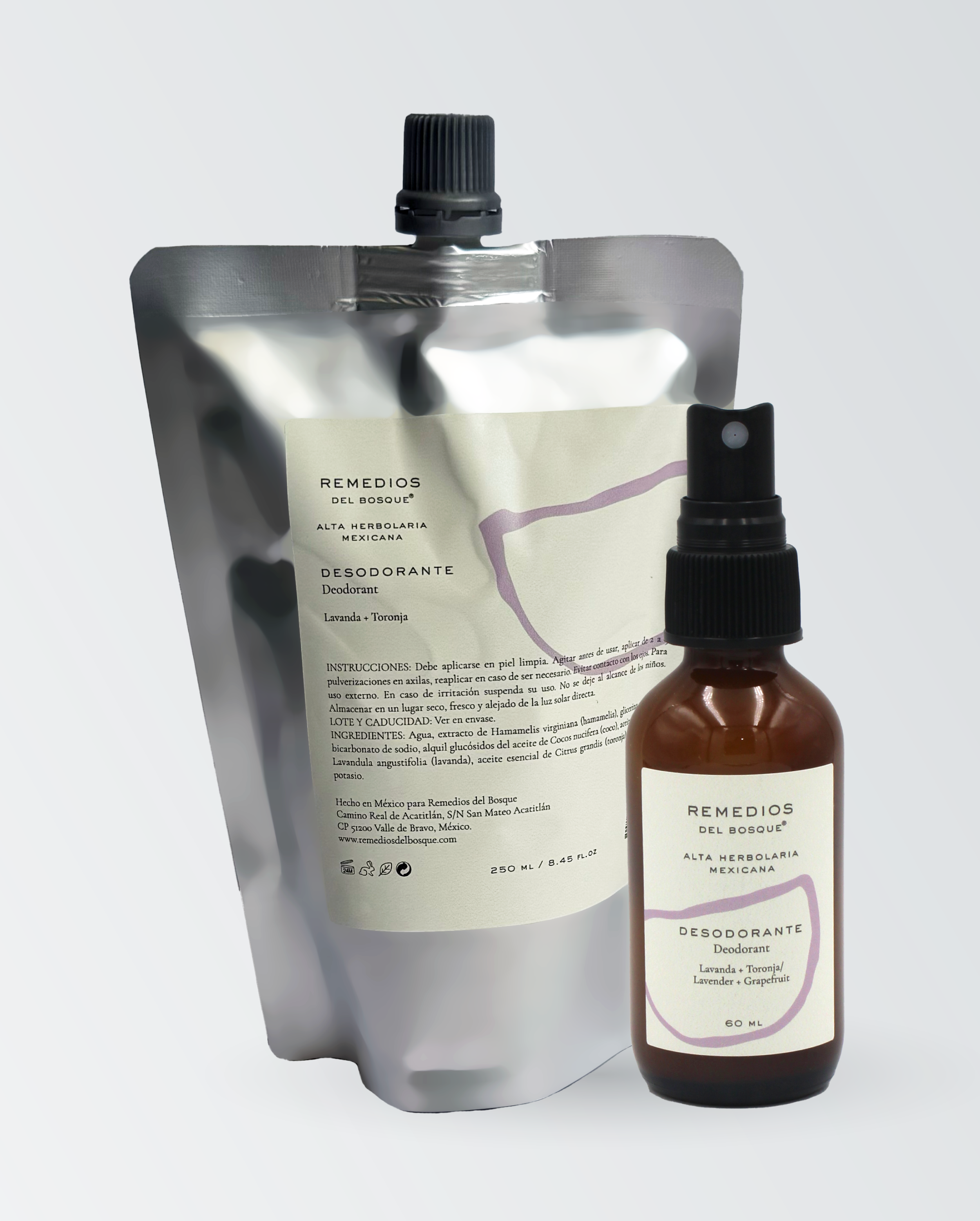 Pack Desodorante 60 ml + Refill 250 ml Lavanda y Toronja